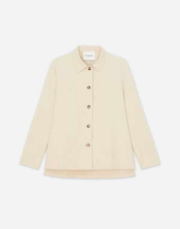 Women Lafayette 148 New York Bi-Stretch Pima Cotton Buttoned Shirt Jacket