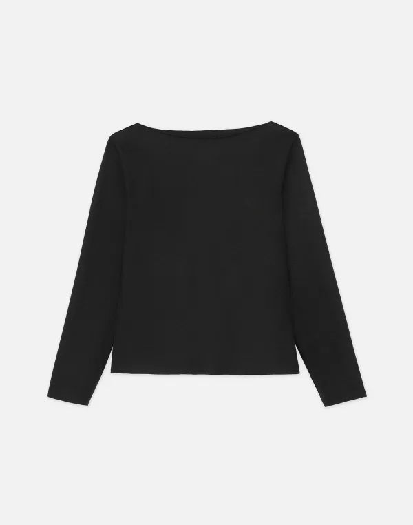 Women Lafayette 148 New York Boiled Wool-Cashmere Jersey Bateau Neck Top