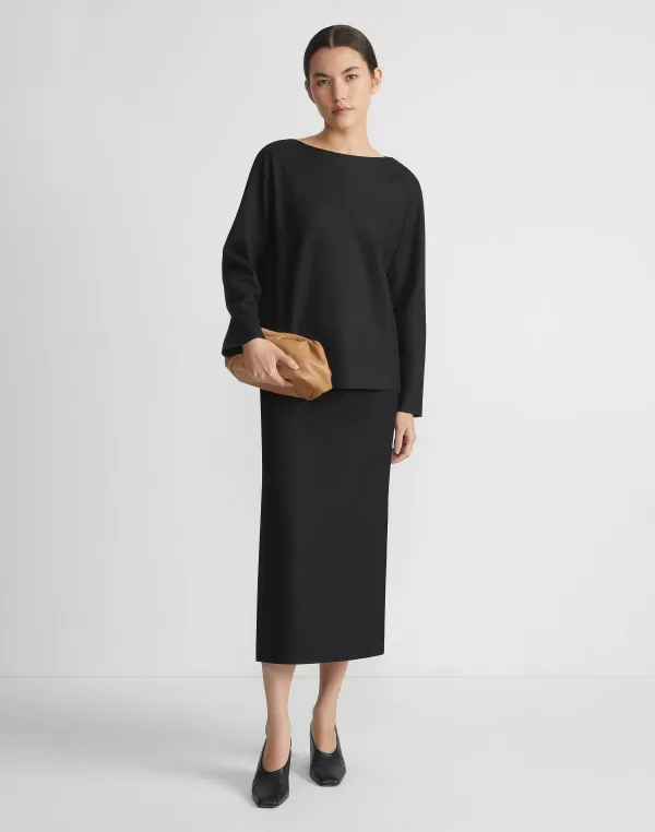 Women Lafayette 148 New York Boiled Wool-Cashmere Jersey Pencil Skirt