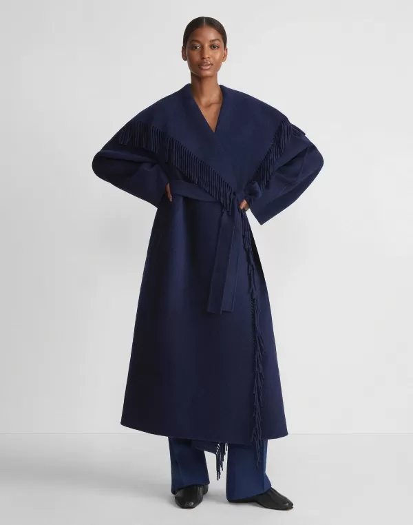 Women Lafayette 148 New York Brushed Cashmere Double Face Fringed Oversized Coat