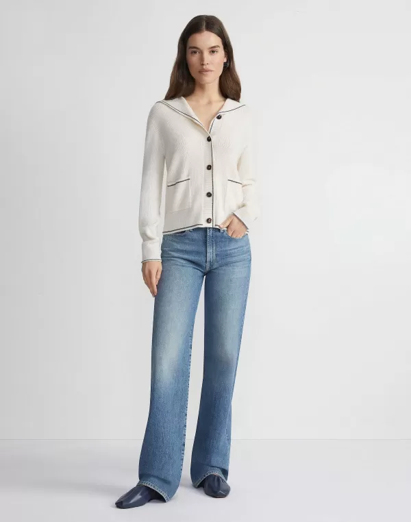 Women Lafayette 148 New York Cashmere Tipped Sailor Cardigan