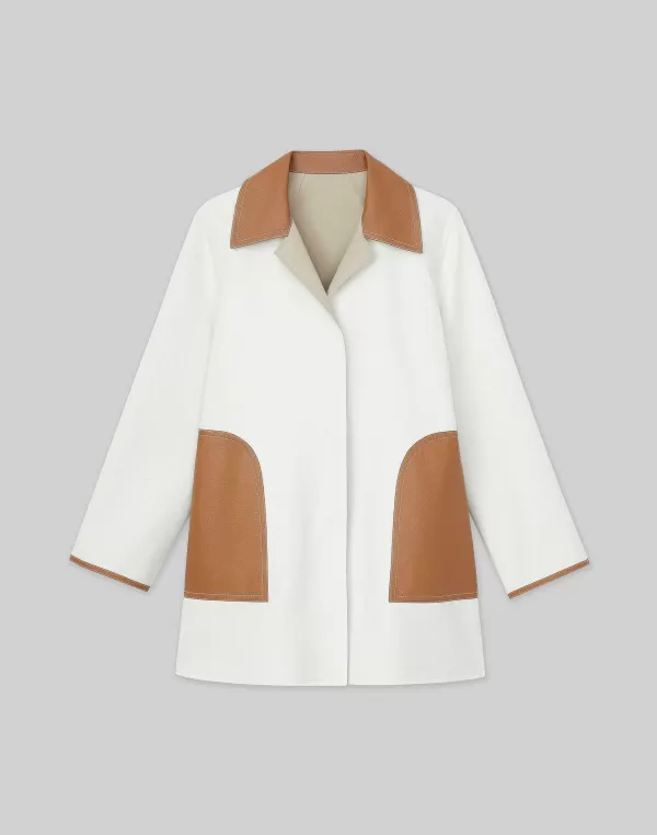 Women Lafayette 148 New York Cotton Double Face Reversible Car Coat