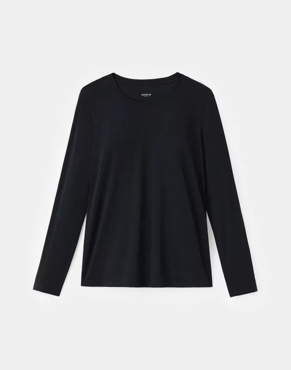 Women Lafayette 148 New York Cotton Jersey Modern Long Sleeve Tee