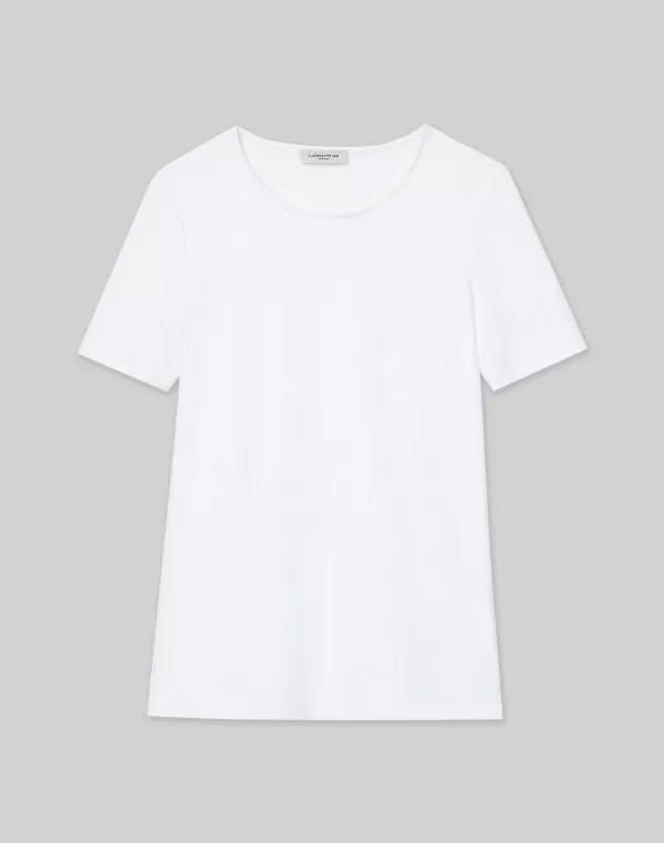 Women Lafayette 148 New York Cotton Rib Crewneck T-Shirt