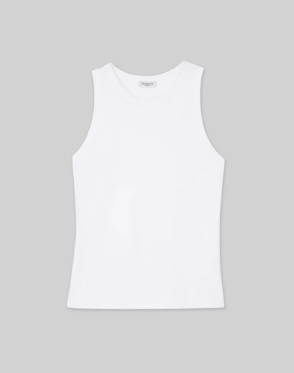 Women Lafayette 148 New York Cotton Rib Racerback Tank