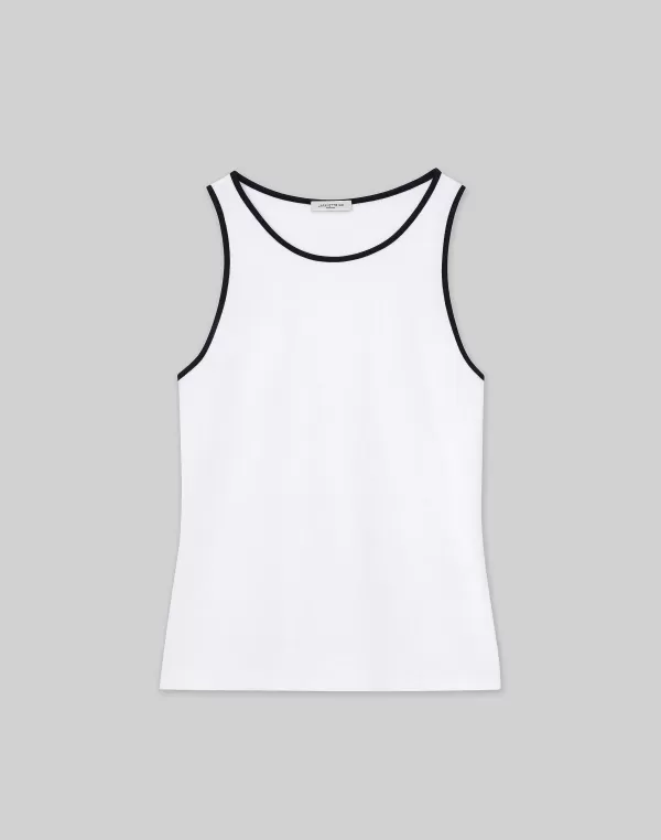 Women Lafayette 148 New York Cotton Rib Tipped Racerback Tank