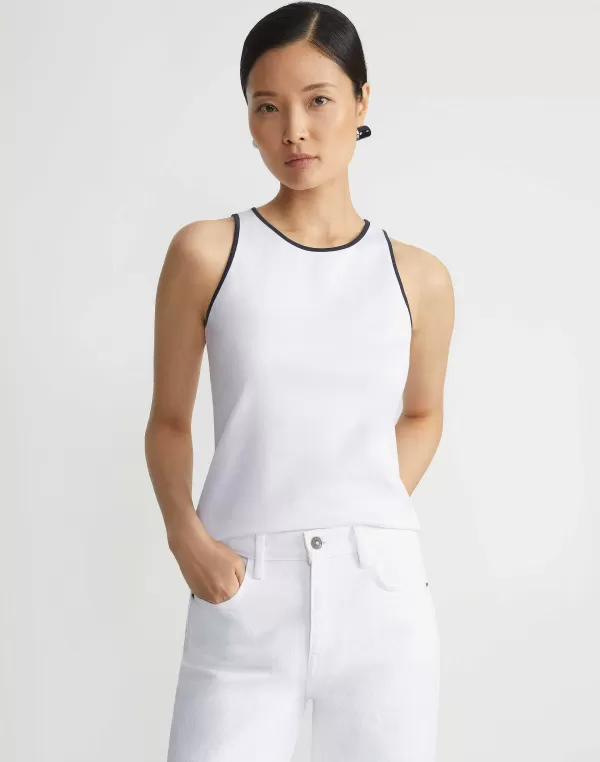 Women Lafayette 148 New York Cotton Rib Tipped Racerback Tank