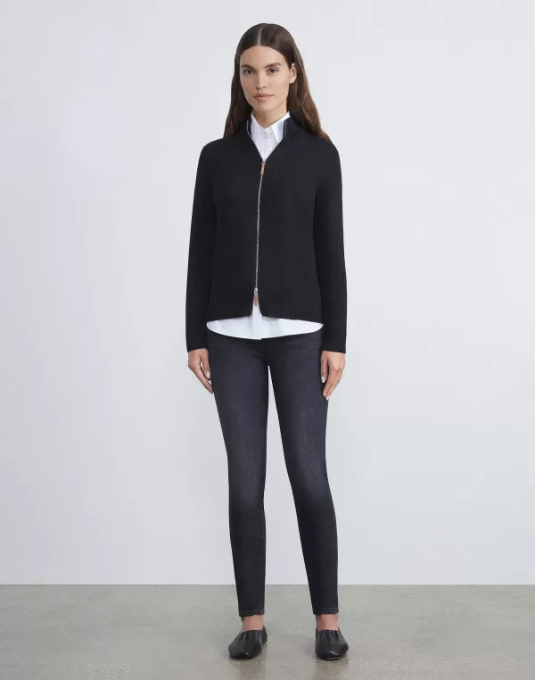 Women Lafayette 148 New York Cotton-Silk Tape Knit Bomber