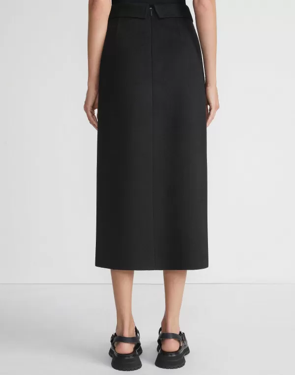 Women Lafayette 148 New York Double Face Wool-Cashmere Foldover Midi Skirt