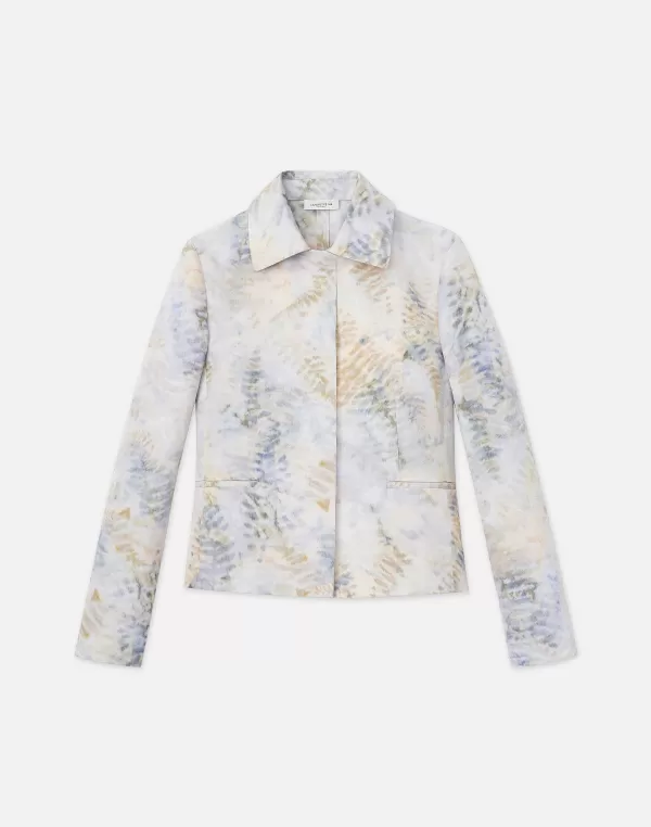 Women Lafayette 148 New York Eco Fern Print Linen-Poly Jacket