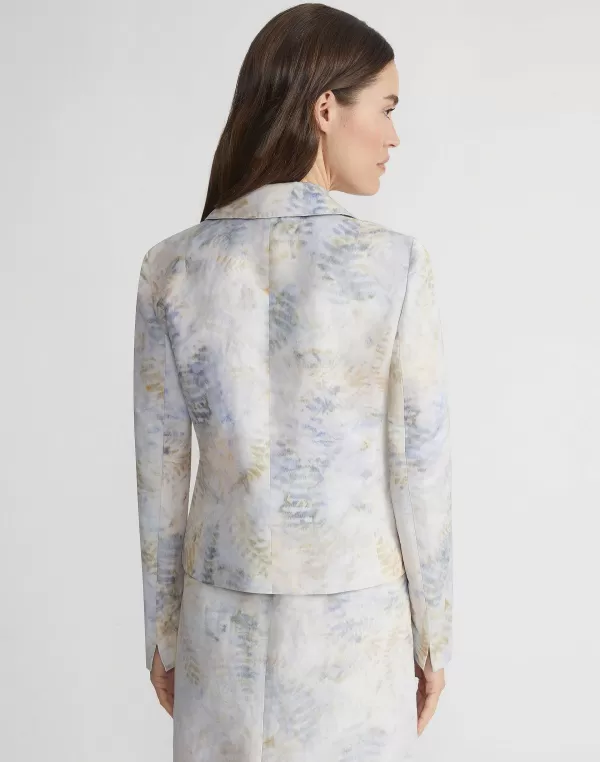 Women Lafayette 148 New York Eco Fern Print Linen-Poly Jacket