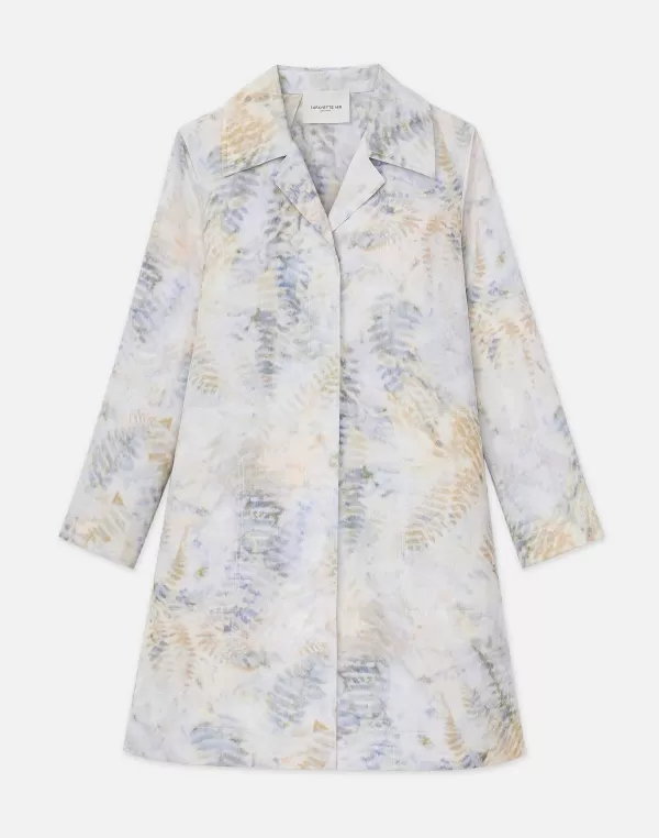 Women Lafayette 148 New York Eco Fern Print Linen-Poly Overcoat