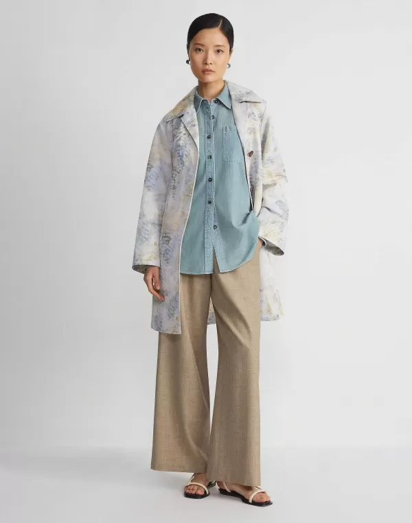 Women Lafayette 148 New York Eco Fern Print Linen-Poly Overcoat