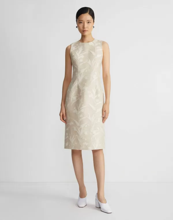 Women Lafayette 148 New York Eco Flora Jacquard Cotton-Silk Sheath Dress