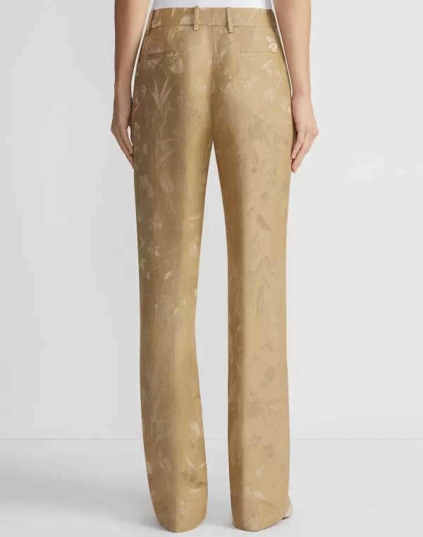 Women Lafayette 148 New York Eco Flora Jacquard Linen-Viscose Gates Pant