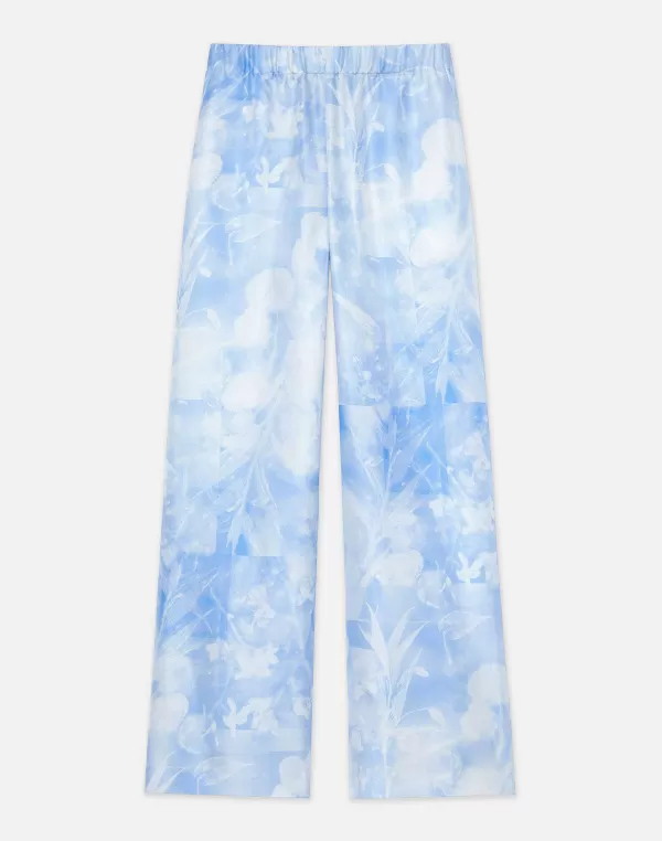 Women Lafayette 148 New York Eco Flora Print Silk Twill Riverside Pant