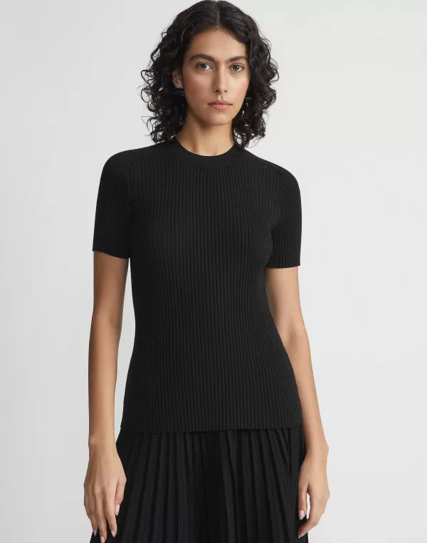 Women Lafayette 148 New York Finespun Voile Ribbed Knit Top