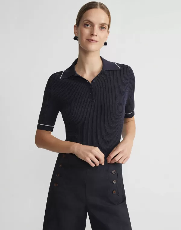 Women Lafayette 148 New York Finespun Voile Tipped Polo