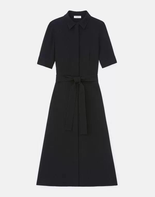 Women Lafayette 148 New York Finesse Crepe Belted Shirtdress