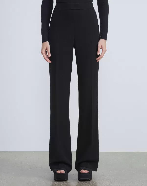 Women Lafayette 148 New York Finesse Crepe Gates Side-Zip Flared Pant