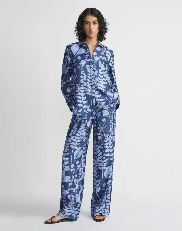 Women Lafayette 148 New York Flora Print Silk Twill Perry Pant