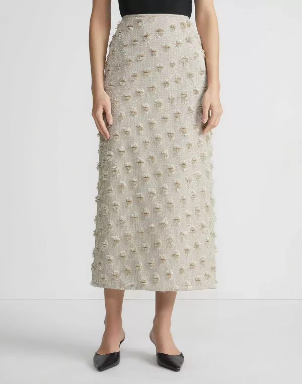 Women Lafayette 148 New York Fringed Dot Jacquard Pencil Skirt