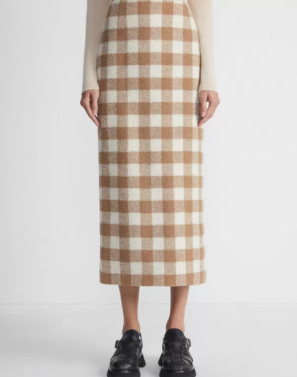 Women Lafayette 148 New York Gingham Wool Maxi Pencil Skirt