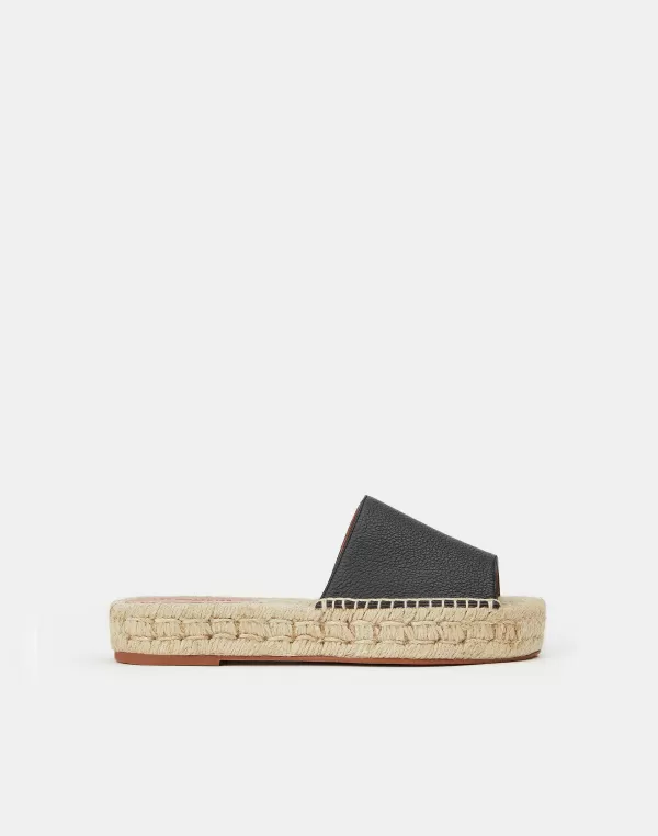 Women Lafayette 148 New York Grained Calfskin Leather Espadrille Slide