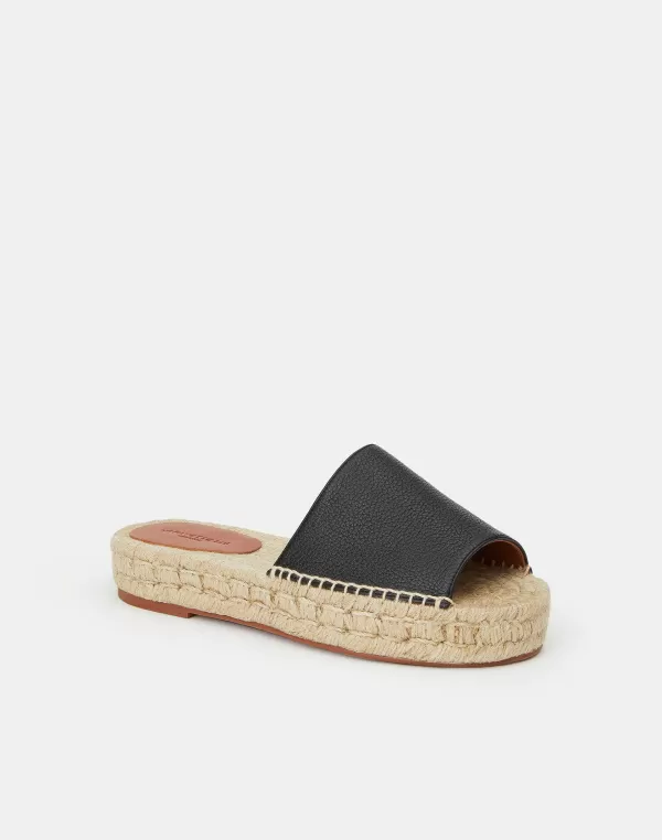 Women Lafayette 148 New York Grained Calfskin Leather Espadrille Slide