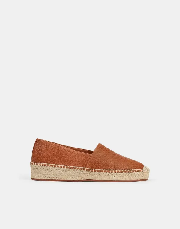 Women Lafayette 148 New York Grained Calfskin Leather Slip-On Espadrille