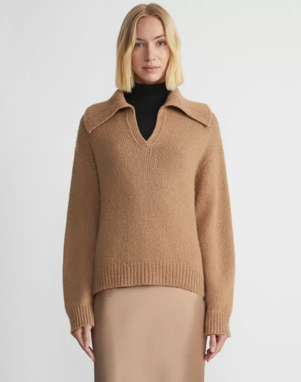 Women Lafayette 148 New York Hair Chainette Collared Sweater