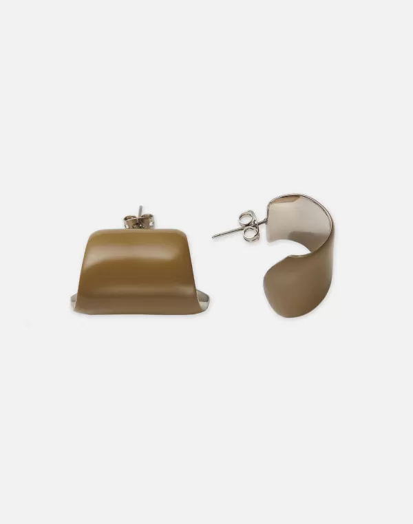 Women Lafayette 148 New York Hand-Painted Enamel Lune Brass Earring