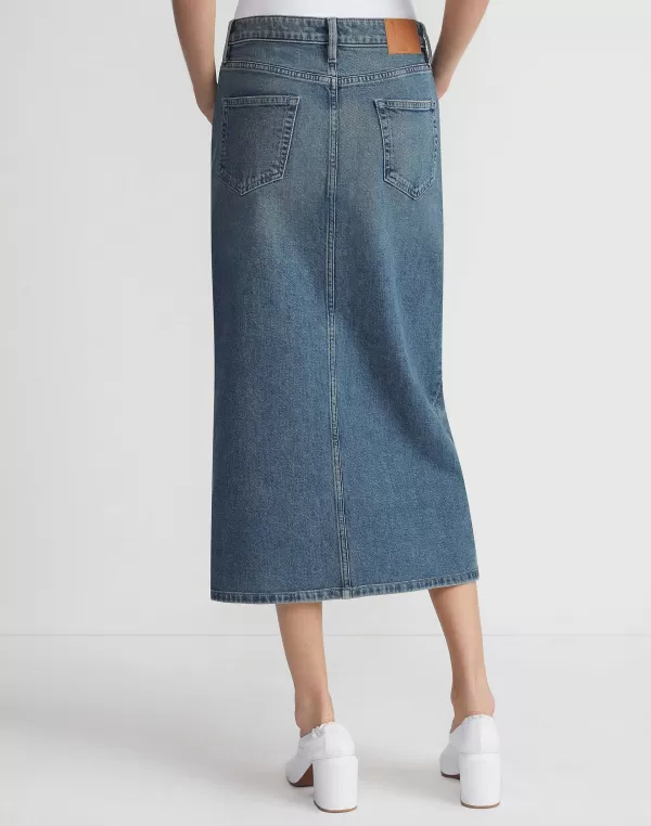 Women Lafayette 148 New York L148 Denim Slit Front Midi Skirt