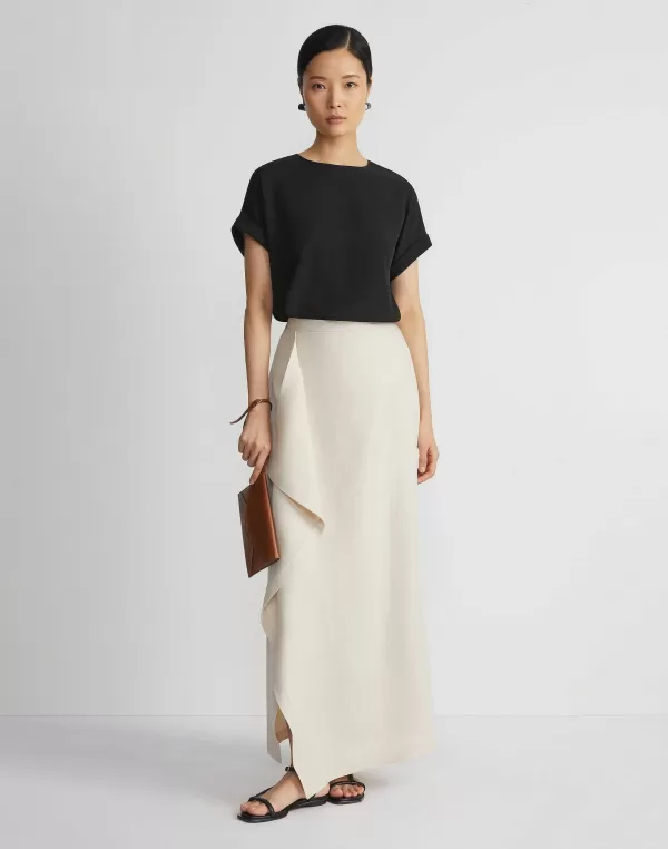 Women Lafayette 148 New York Linen Drape Front Skirt