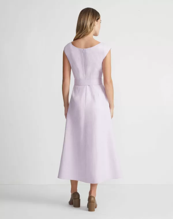 Women Lafayette 148 New York Linen Fit & Flare Midi Dress