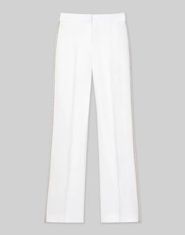 Women Lafayette 148 New York Linen Hand Crochet Sullivan Pant