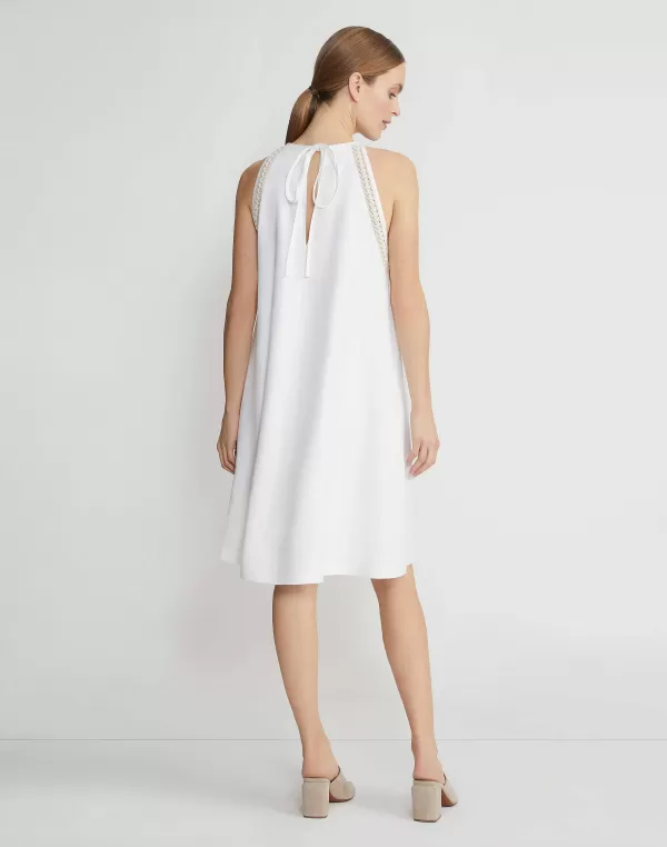 Women Lafayette 148 New York Linen Hand Crochet Swing Dress