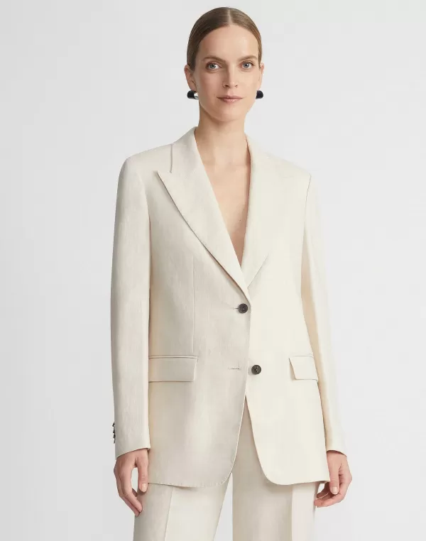 Women Lafayette 148 New York Linen Peak Lapel Blazer