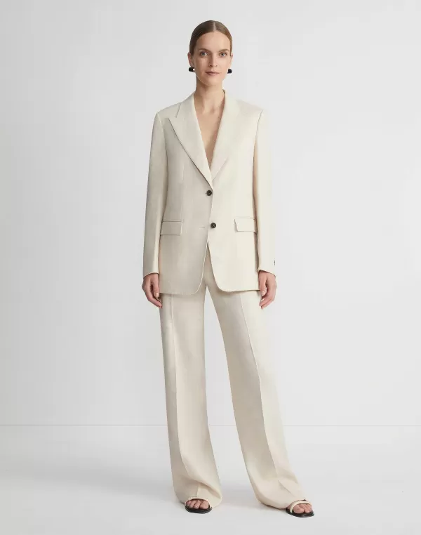 Women Lafayette 148 New York Linen Peak Lapel Blazer