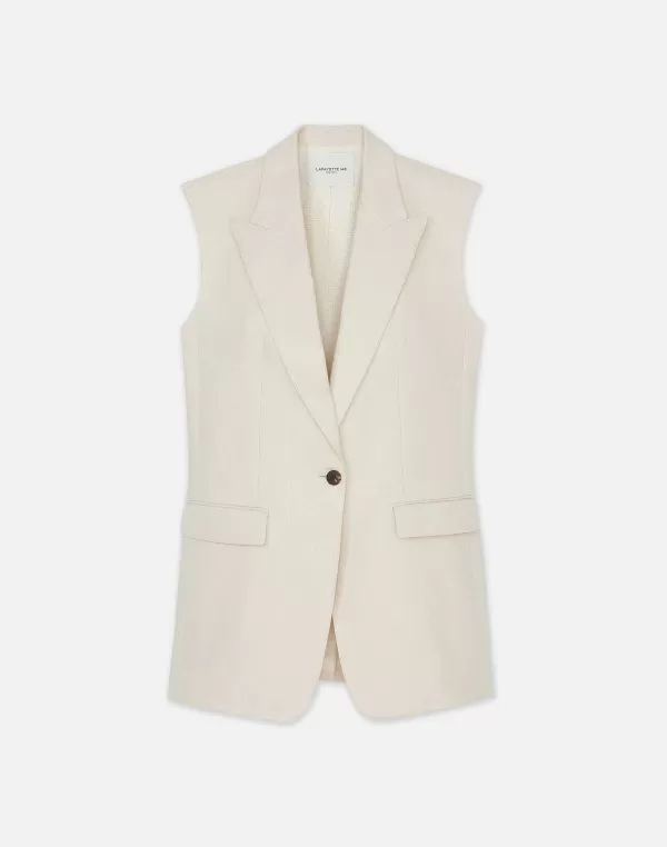 Women Lafayette 148 New York Linen Peak Lapel Longline Vest