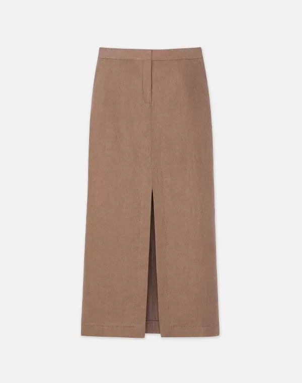 Women Lafayette 148 New York Linen Slit Front Maxi Skirt