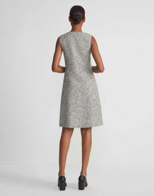 Women Lafayette 148 New York Linen-Cotton Boucl Tweed Buttoned Dress