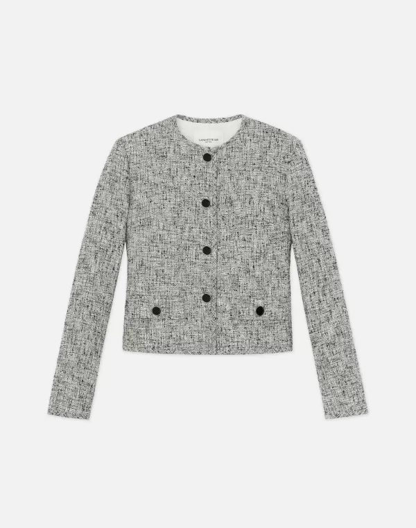 Women Lafayette 148 New York Linen-Cotton Boucl Tweed Collarless Buttoned Jacket