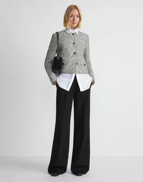 Women Lafayette 148 New York Linen-Cotton Boucl Tweed Collarless Buttoned Jacket