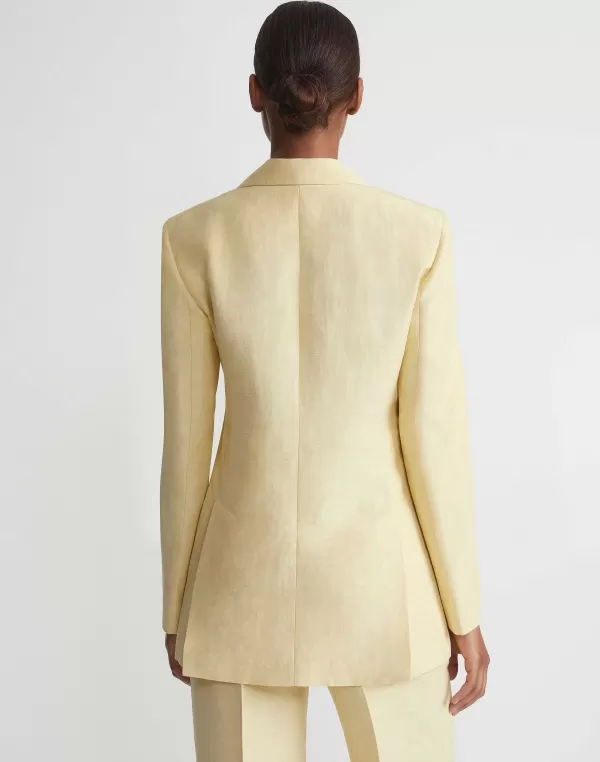 Women Lafayette 148 New York Linen-Viscose Peak Lapel Blazer