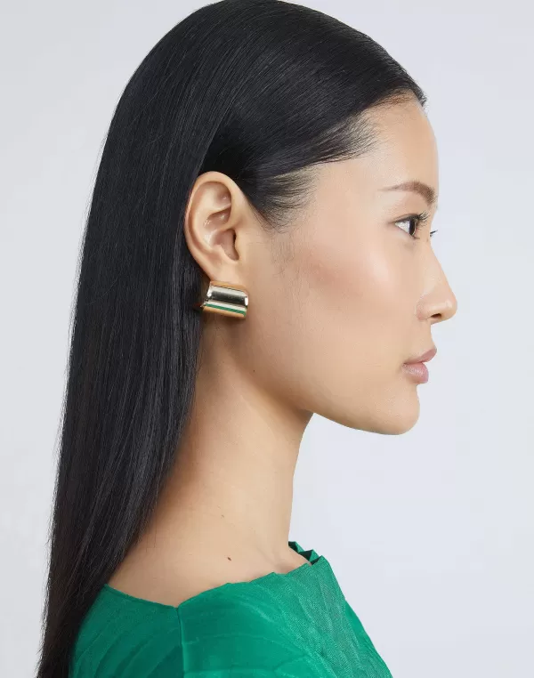 Women Lafayette 148 New York Lune Brass Hoop Earrings