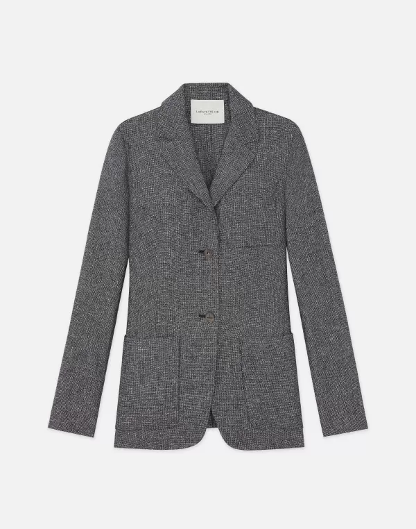 Women Lafayette 148 New York Marled Linen Basketweave Three Pocket Blazer