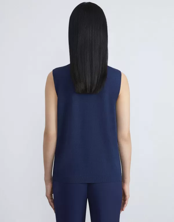 Women Lafayette 148 New York Matte Crepe Sleeveless Turtleneck Sweater