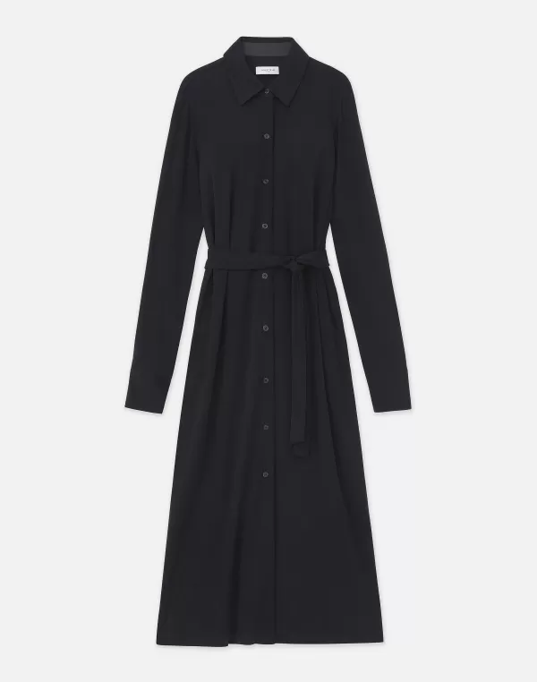 Women Lafayette 148 New York Matte Jersey Belted Shirtdress