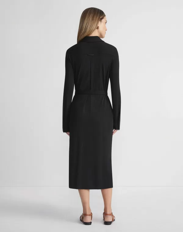 Women Lafayette 148 New York Matte Jersey Belted Shirtdress